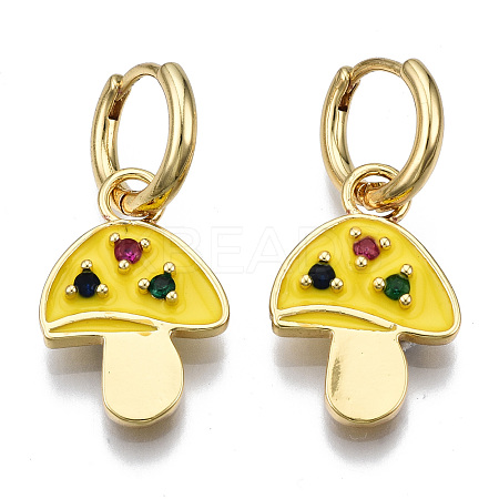 Brass Micro Pave Cubic Zirconia Huggie Hoop Earrings EJEW-T014-27G-05-NF-1