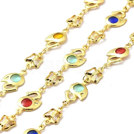 Handmade Brass Glass Link Chain CHC-I045-24G-1