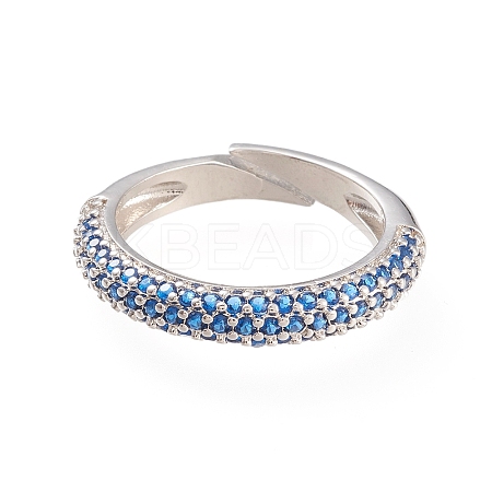 Adjustable Brass Micro Pave Cubic Zirconia Cuff Rings LS-RJEW-L098-007E-P-1