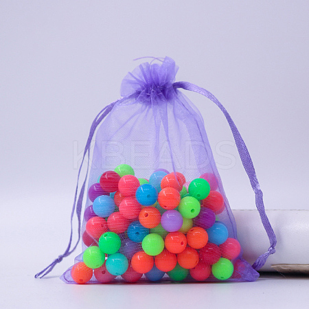 Rectangle Organza Drawstring Bags CON-PW0001-054D-23-1