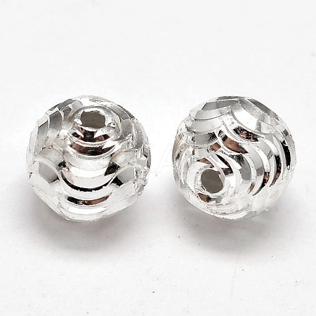 Fancy Cut 925 Sterling Silver Round Beads STER-F012-08D-1