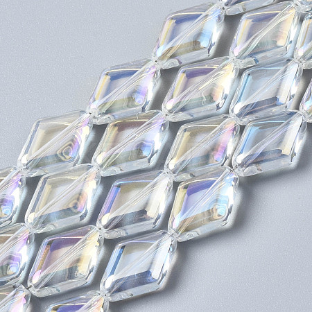 Electroplate Glass Beads Strands X-EGLA-N008-009-A01-1
