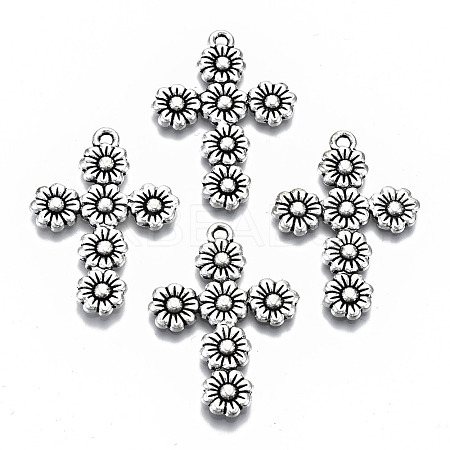 Tibetan Style Alloy Pendants TIBEP-N009-015AS-RS-1