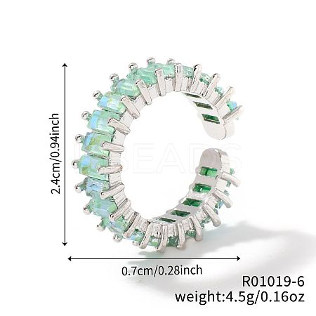 Brass Glass Cuff Rings ZQ1341-6-1