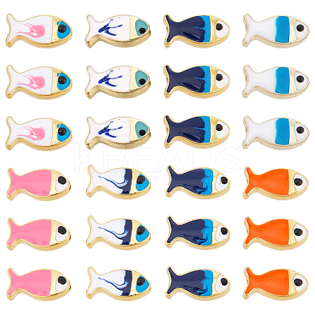 32Pcs 8 Colors Rack Plating Alloy Enamel Beads FIND-SC0003-88-1