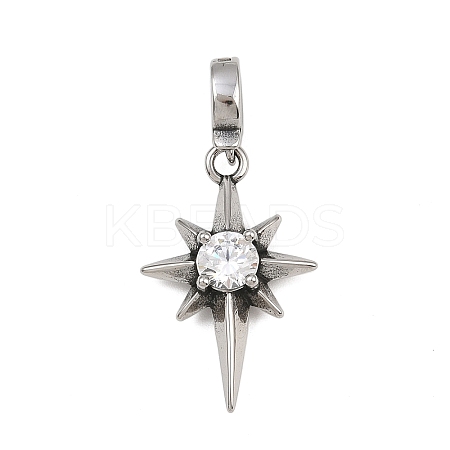 Star 316 Surgical Stainless Steel Cubic Zirconia Pendant Decoration STAS-Z165-16AS-A03-1