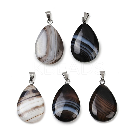 Dyed Natural Banded Agate Pendants G-G202-09C-1