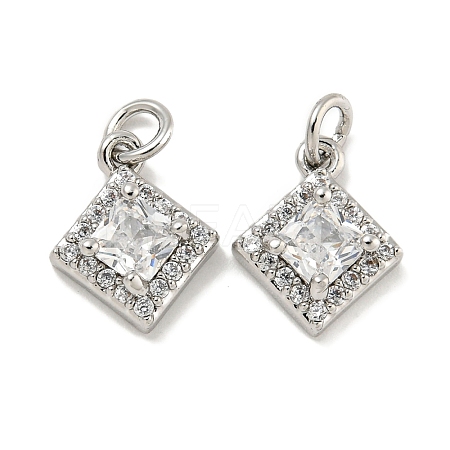 Brass Micro Pave Clear Cubic Zirconia Pendants KK-P275-32B-P-1
