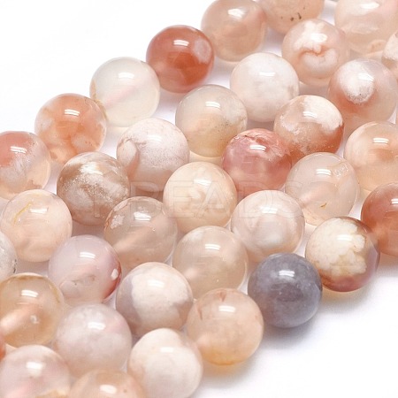 Natural Cherry Blossom Agate Beads Strands X-G-I213-23-8mm-1