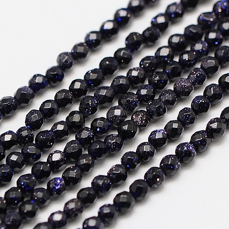 Synthetic Blue Goldstone Beads Strands G-A129-3mm-G03-1