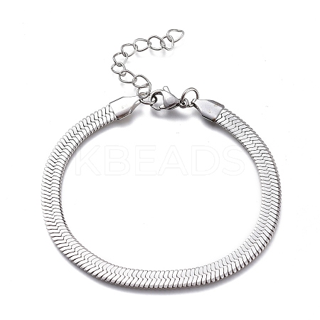Tarnish Resistant Unisex 304 Stainless Steel Herringbone Chain Bracelets LS-BJEW-O177-01B-P-1