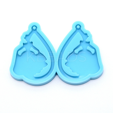 Teardrop with Lady Silicone Pendant Molds DIY-WH0175-49-1