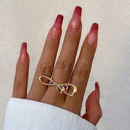 Alloy Open Cuff Rings for Women RJEW-S412-04G-07-1