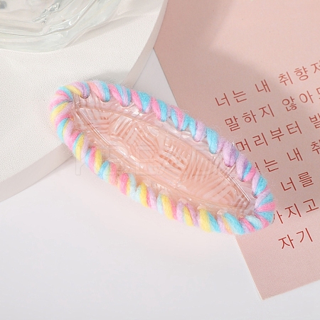 Oval Cellulose Acetate & Woolen Yarn Alligator Hair Clips PW-WG73500-05-1