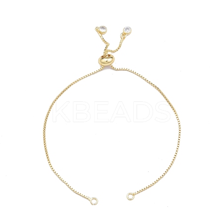 Brass Box Chains Slider Bracelet Making with Clear Cubic Zirconia Tiny Charms BJEW-N021-01-1