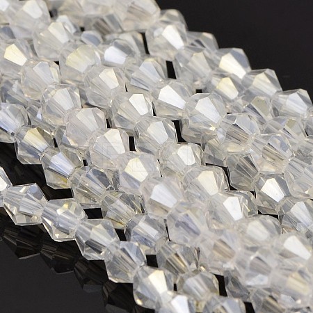 Faceted Bicone Electroplate Glass Beads Strands LS-EGLA-P016-4mm-AB01-1