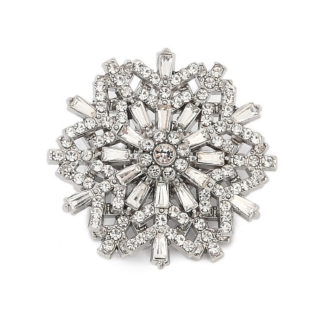 Rotatable Snowflake Alloy Rhinestone Brooches for Backpack Clothes LS-PALLOY-D361-11G-1