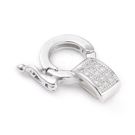 Brass Micro Pave Clear Cubic Zirconia Twister Clasps ZIRC-L097-021P-1