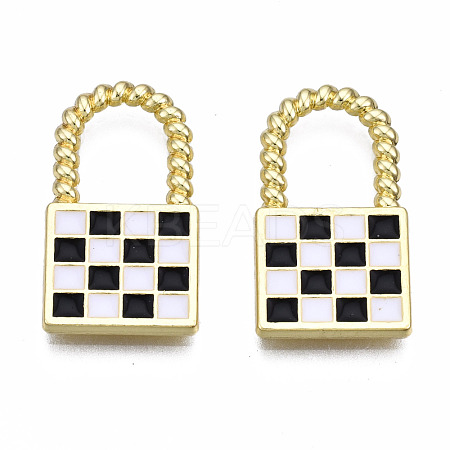 Rack Plating Alloy Checkerboard Pendants PALLOY-S132-255A-RS-1