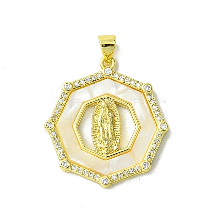 Real 18K Gold Plated Brass Micro Pave Cubic Zirconia Pendants KK-H472-14G-14-1