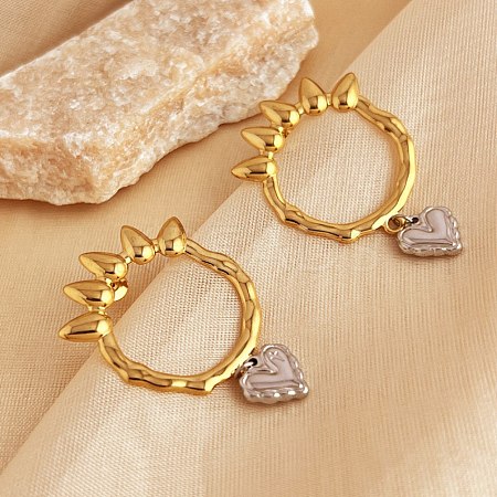 304 Stainless Steel Dangle Stud Earrings EJEW-K296-02GP-07-1