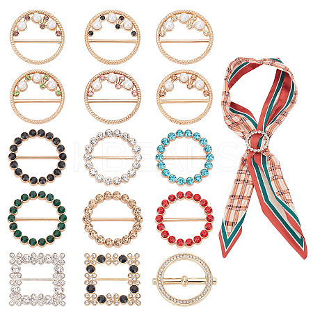 15Pcs 15 Style Alloy Buckles JEWB-PH0001-22-1