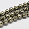 Natural Pyrite Round Beads Strands G-F197-07-6mm-1