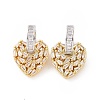 Clear Cubic Zirconia Heart Dangle Hoop Earrings EJEW-G343-03G-B-1