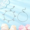 2Pcs 2 Styles 304 Stainless Steel Cable Chain Paperclip Chain Charm Double Layer Anklets for Women AJEW-AN00740-02-1