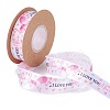 Single Face I Love You & Flamingo Printed Polyester Satin Ribbon LS-OCOR-L044-01A-1