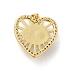 Heart with Eye Brass Micro Pave Clear Cubic Zirconia Pendants KK-G419-07G-03-3