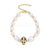 Rack Plating Brass Micro Pave Cubic Zirconia Charm Bracelets BJEW-P341-13G-02-1