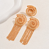 Vintage Alloy Hollowed Sea Shell Shaped Rings & Tassel Earrings Set for Women LS-GH2970-1