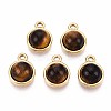 Natural Tiger Eye Half Round Charms STAS-N109-213E-G-1