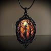 Oval Gothic Alloy Glass Halloween Pendant Necklaces for Women FS-WG73C21-03-1