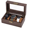 3-Slot Wood Covered with PU Leather Watch Storage Boxes with Glass Visible Window Hinged Lids and Lint Pillows Inside CON-WH0113-10B-1
