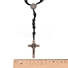 Oval Wood Rosary Bead Necklaces NJEW-C108-01-5