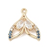 Brass Pave Light Sky Blue and Clear Cubic Zirconia Sea Animal Connector Charms LS-KK-M326-07C-G-1