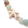 Natural Flower Amazonite &  Synthetic Turquoise Charm Anklets for Women AJEW-AN00616-04-3