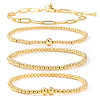 4Pcs Minimalist Brass Beads Stretch Bracelets & 304 Stainless Steel Paperclip Chain Bracelets Set for Women XV4057-1-5