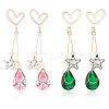 FIBLOOM 2 Pairs 2 Colors Rhinestone Star & Teardrop Dangle Stud Earrings EJEW-FI0001-24-1