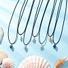 Handmade Porcelain Shell Shaped Pendant Black Waxed Cotton Cord Necklaces NJEW-JN05271-1
