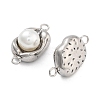 304 Stainless Steel Pave ABS Pearl Connector Charms STAS-S131-01P-2