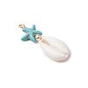 Cowrie Shell & Synthetic Turquoise Starfish Pendants PALLOY-JF03407-01-3