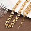 8MM 304 Stainless Steel Textured Ring Link Chain Necklaces NJEW-Z105-04G-03-1