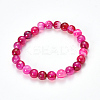 Natural Striped Agate/Banded Agate Beaded Stretch Bracelets BJEW-Q692-03F-1