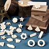 36Pcs 9 Styles Rectangle & Flower & Butterfly & Star Ash Wood Stud Earring Findings EJEW-TA0001-19-7