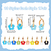 10 Pairs 10 Colors Handmade Lampwork with 304 Stainless Steel Hoop Earrings EJEW-WR00001-2