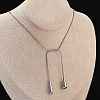 304 Stainless Steel Snake Chain Lariat Necklaces with Teardrop Ends NJEW-D300-02P-1