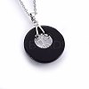 Natural & Synthetic Mixed Gemstone Flat Round Pendants G-I357-A-3